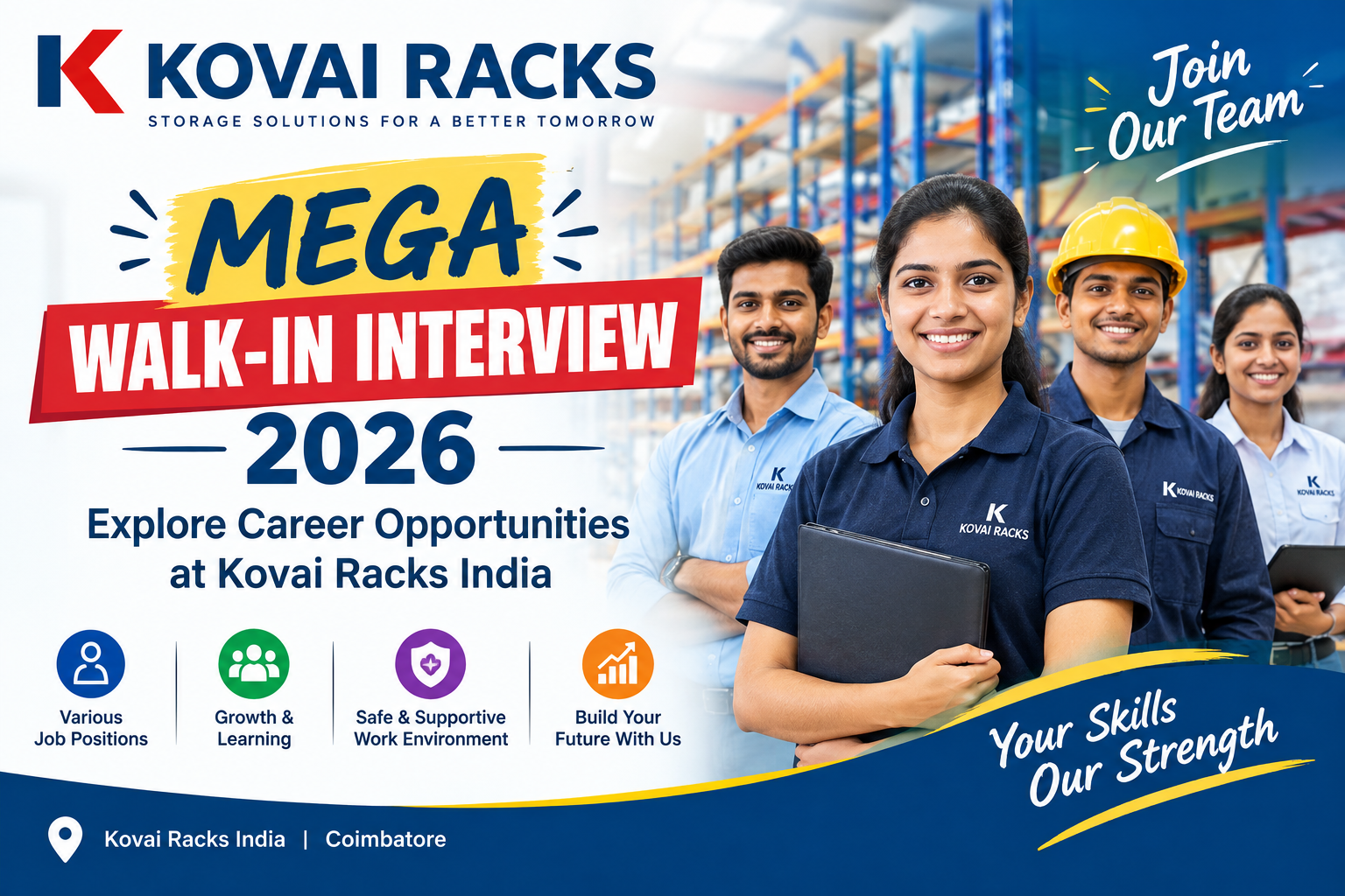 Mega Walk-In Interview 2026: Explore Career Opportunities at Kovai Racks India